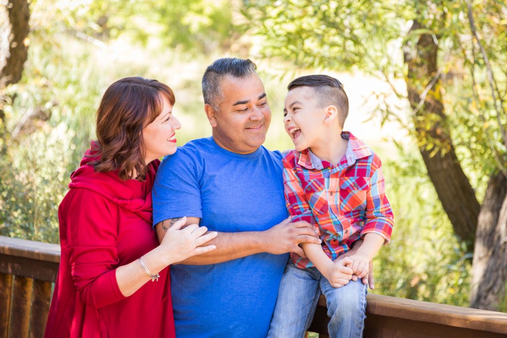 Happy family in the park.